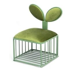 GYYARSX Foot Stool Ottoman with Backrest, Indoor Room Childrens Learn Rest Stool Seat, Iron Support Velvet Fabric Sponge Cushion Stools, Green (Color : Green, Size : 37X37X55CM)