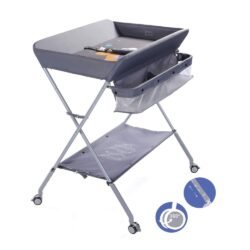 YYLL Changing Table Newborn Changing Table, Adjustable Height Mobile Nursery Organizer with Safety Belt and Large Storage Racks, Baby Changing Unit (Color : Gray)