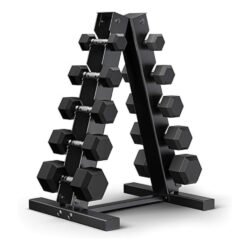 Epic Fitness 150-Pound Premium Hex Dumbbell Set with Heavy Duty A-Frame Rack