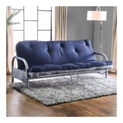 Furniture of America Ella 6-Inch Fabric Futon Mattress in Navy and Gray