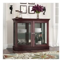 Grantham Floor Standing Curio Cabinet, Adjustable Shelves, Mirrored Back