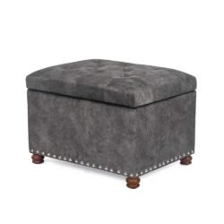 Joveco Storage Ottoman Rectangular Dark Grey Bench for End of Bed or Entryway (Dark Grey)