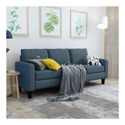 Mecor Modern 3 Seater Sofa Couch Linen Fabric Sofa w/Thick Cushion and Deep Seat Mid-Century Upholstered Accent Arm Sofa Loveseat for for Living Room, Bedroom, Office, Apartment, Small Space