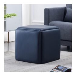 Storage Stool Leather Square Footstool， 5 in 1 Nesting Ottoman Stool, Stackable Sofa Chair Stool Office, Kitchen, Kid' s Room, Dining Room, Condos, Small Spaces (Size : 35x35x35cm)
