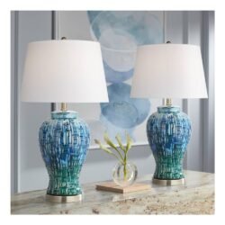 Teal Temple Jar 27" High Ceramic Table Lamp