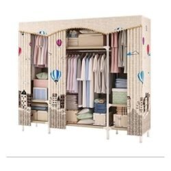 WSZJJ Simple Wardrobe Reinforced Thicken Cloth Sturdy Steel Frame Assembly Oxford Locker Hanging Wardrobe