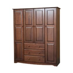 100% Solid Wood Family Wardrobe/Armoire/Closet 5963 by Palace Imports, Mocha, 60" W x 72" H x 21" D. 3 Clothing Rods Included. NO Shelves Included. Optional Small and Large Shelves Sold Separately.