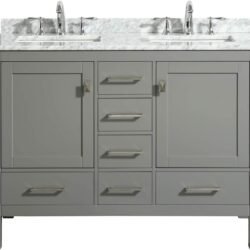 Eviva EVVN412-48GR-DS Aberdeen 48" Transitional Gray White Carrara Countertop and Double Sinks Bathroom-vanities
