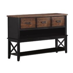 Benzara BM171385 Rubber Black and Brown Wood Server