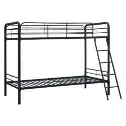 DHP Junior Twin Over Twin Bunk Bed, Low Bunk Bed for Kids, Black