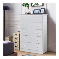 DORTALA 5-Drawer Chest, Wood Frame Dresser w/Smooth Slide Rail, Storage Unit for The Bedroom, Living Room, Hallway, Entryway, Espresso