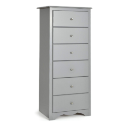DORTALA 6 Dresser Chest, Free Standing Wooden Storage Cabinet w/Metal Handles, Classic Tall Dresser Clothes Organizer, Multi-Functional Home Furniture for Hallway Living Room Bedroom, Grey