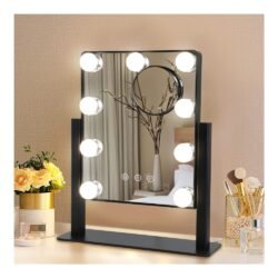 Bobening Hollywood Vanity Mirror with Lights 12 Pics Dimming LED Light Bulbs 360-Degree Rotation, Lighted Makeup Mirror with Smart Touch Control (11.8x16.1 inch)