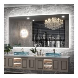 Keonjinn 60 x 28 Inch LED Bathroom Mirror with Lights Backlit Vanity Mirror Anti-Fog Lighted Bathroom Mirror Large Wall Mounted Dimmable Makeup Mirror with Memory Function(Horizontal/Vertical)