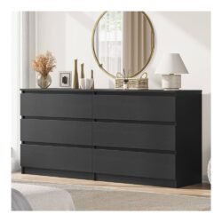 Q-Max CID11MB8910 Contemporary Styled 6 Drawer Dresser Chest on Finishes, Black