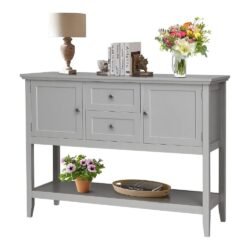 PETSITE Sideboard Buffet Cabinet with Storage, Drawers & Open Shelf, Wood Accent Cupboard Console Table for Home Kitchen, Living Room, Hallway