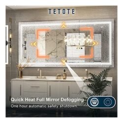 TETOTE 60 x 28 Bathroom LED Mirror Bedroom LED Mirror Vanity Makeup Mirror Dimmable Anti-Fog Wall Mounted Birthday Gift Housewarming Gift Wedding Gift