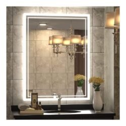 TokeShimi 36 x 28 Inch LED Bathroom Mirror Backlit Vanity Mirror with Lights Wall Mounted Anti-Fog Lighted Bathroom Mirror Dimmable Makeup Mirror with Front Lights & Backlight(Horizontal&Vertical)