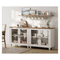 Sideboard Cabinet Storage Cupboard Sideboard Kitchen Cabinet Buffet Storage Dining Table with 2 Open Shelves for Dining Room Living Room Entrance (Color : White, Size : 120x30x162cm)