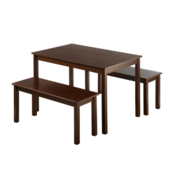 Zinus Espresso Wood Dining Table with 2 Benches / 3 Piece Set